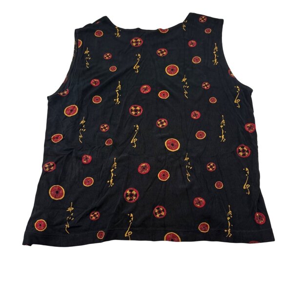 Chico's Travelers Vintage Sleeveless Top Black Red chico sz 3 XL - Picture 1 of 4